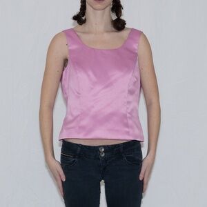 Y2k pink formal tank top structured size 12 kasper polyester, acetate